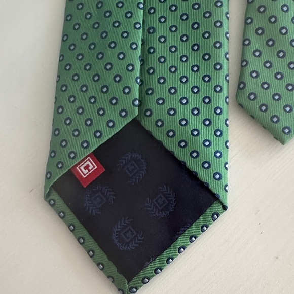Chaps Kelly Green and Blue Geometric Men's Tie - Picture 3 of 4